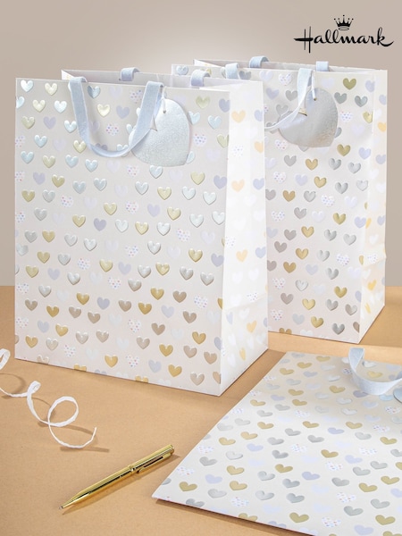 Hallmark 3 Large Wendy Jones-blackett Foil Heart Gift Bags