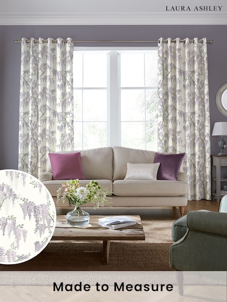 Laura Ashley Lavender Wisteria Made to Measure 100% Cotton Curtains (780059) | £100