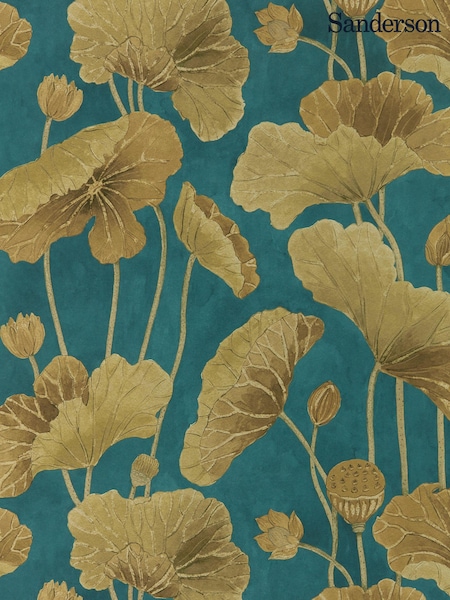 Sanderson Copper Lotus Leaf 10.05M Wallpaper (780465) | £144