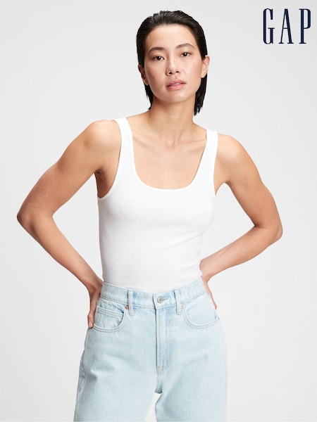 Gap White Ribbed Scoop Neck Vest (782382) | £7