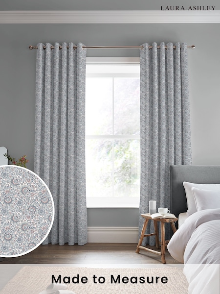 Laura Ashley Pale Slate Painswick Paisley Made to Measure 100% Cotton Curtains (782740) | £100
