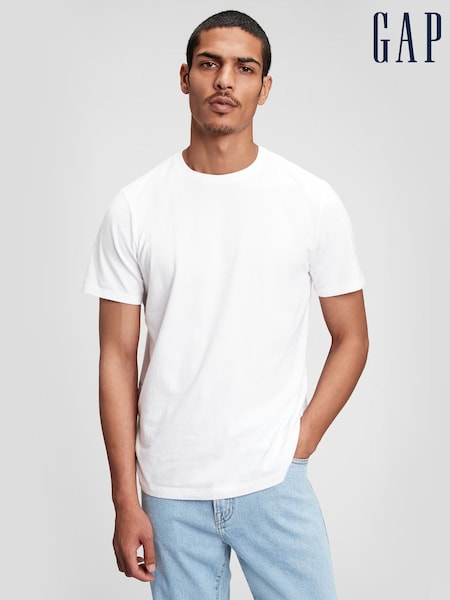 Gap White Crew Neck Classic 100% Cotton Short Sleeve T-Shirt (782767) | £12