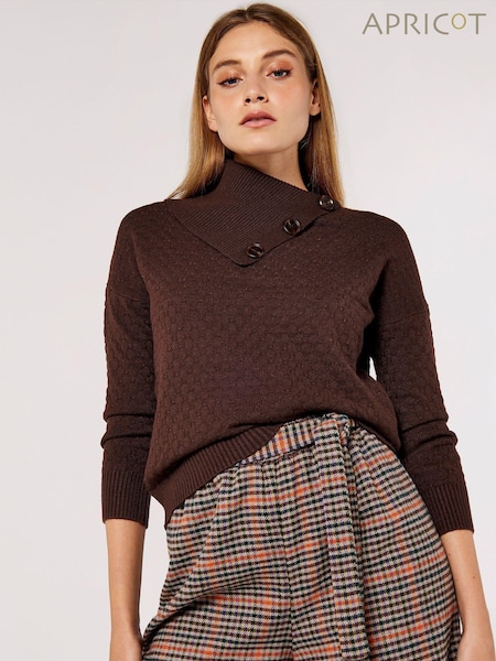 Apricot Brown 3 Button Textured Jumper (783427) | £37