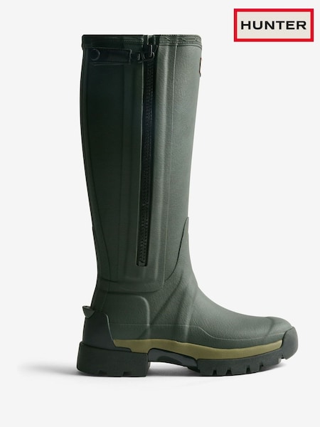 Green - Hunter Balmoral Neo Lined Zip Up Tall Boots
