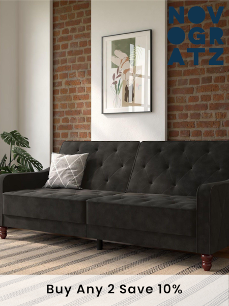 Novogratz Grey Vintage Velvet Tufted Futon Vintage Velvet Tufted Futon Sofa (783900) | £562