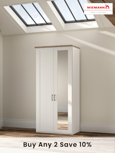 Wiemann White Truro Double Wood and Mirror Semi Fitted Wardrobe (784313) | £860