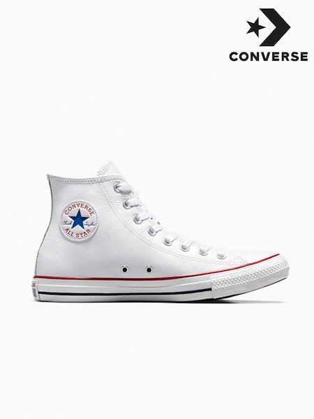 Converse White Leather High Trainers (784395) | £70