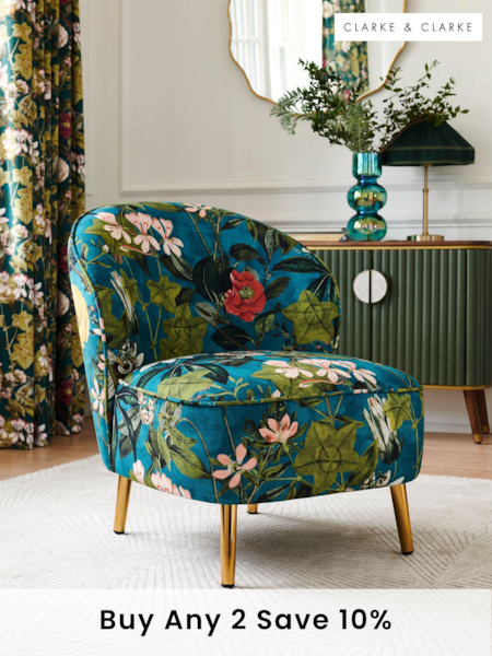 Clarke & Clarke Passiflora Kingfisher Blue Meteo Accent Chair (785586) | £350