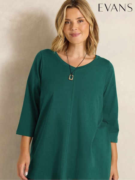 Green - Evans Cotton V-neck Top