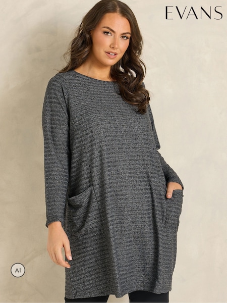 Grey - Evans Rib Drop Pocket Tunic