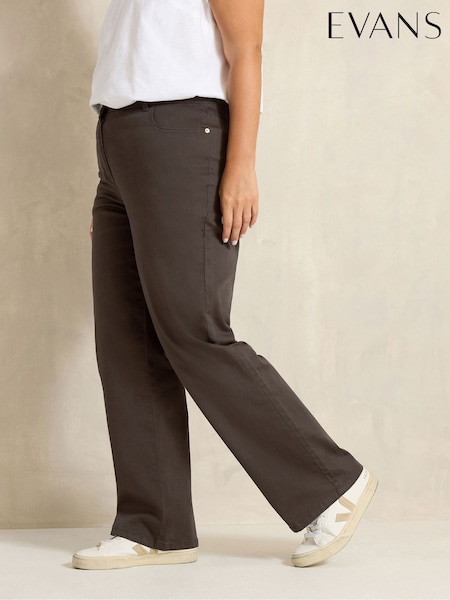 Brown - Evans Premium Wide Leg Jeans