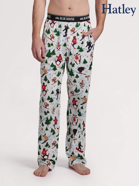 White - Regular Hatley Wild About Skiing Jersey Christmas Pajamas