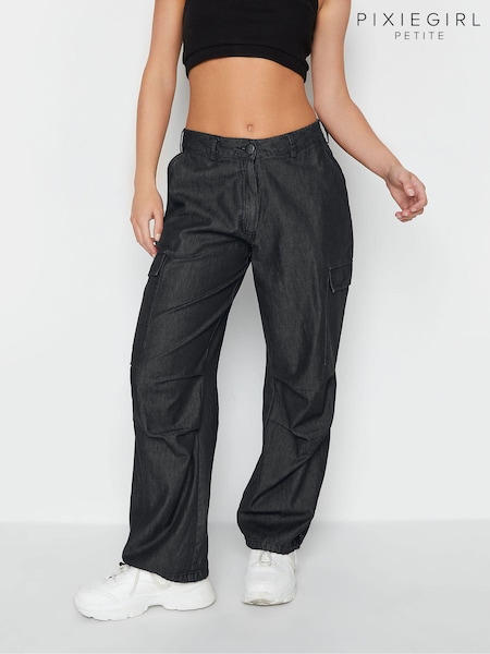 PixieGirl Petite Grey Parachute 100% Cotton Trousers (788255) | £38
