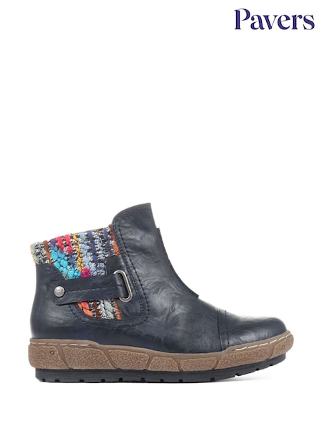 Pavers Navy Ladies Wide Fit Ankle Boots (788311) | £45