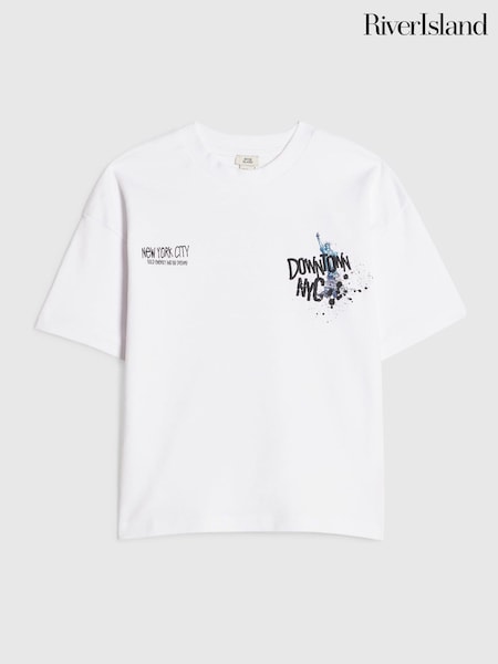 White - River Island Nyc Graphic Regular Fit T-shirt