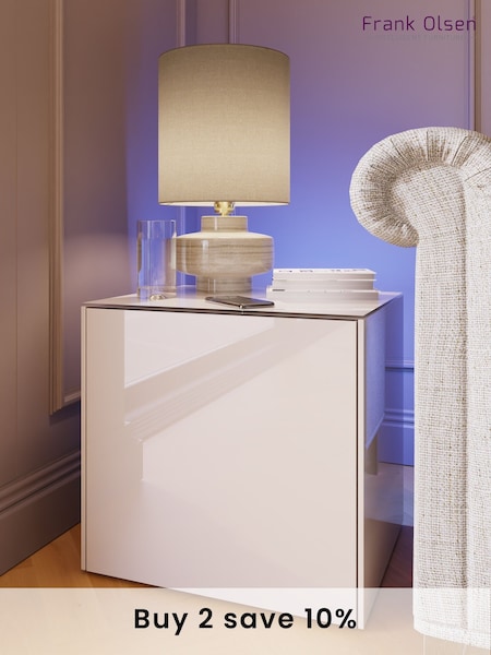 Frank Olsen White Smart LED Side Table (789162) | £210