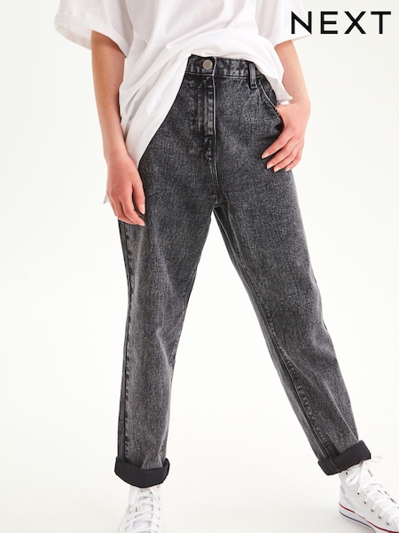 Grey Denim Mom 100% Cotton Jeans (3-16yrs) (789397) | £16 - £21