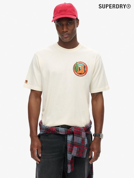 Superdry White 100% Cotton Travel Postcard Chest T-Shirt (789559) | £30