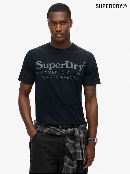 Superdry Black 100% Cotton Tonal Venue Logo T-Shirt (789653) | £30