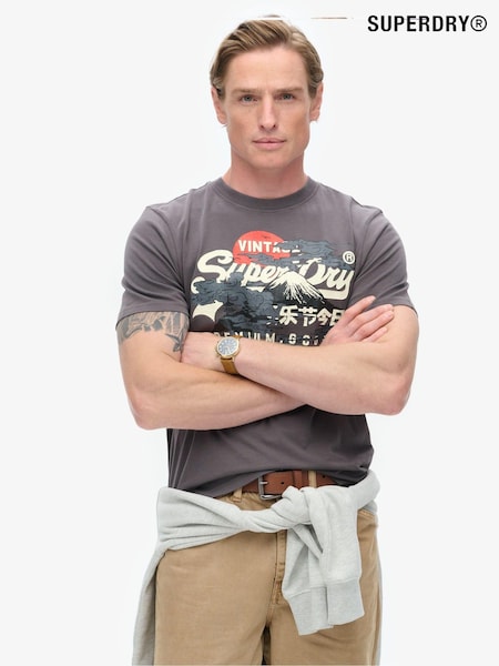 Superdry Dark Grey 100% Cotton Tokyo Graphic T-Shirt (789803) | £30