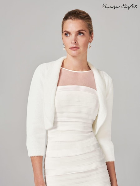 Phase Eight Cream Fay Fluffy Bolero (789817) | £69