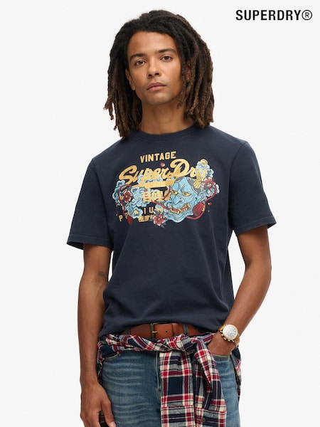 Superdry Deep Navy 100% Cotton Tokyo Graphic T-Shirt (789849) | £30