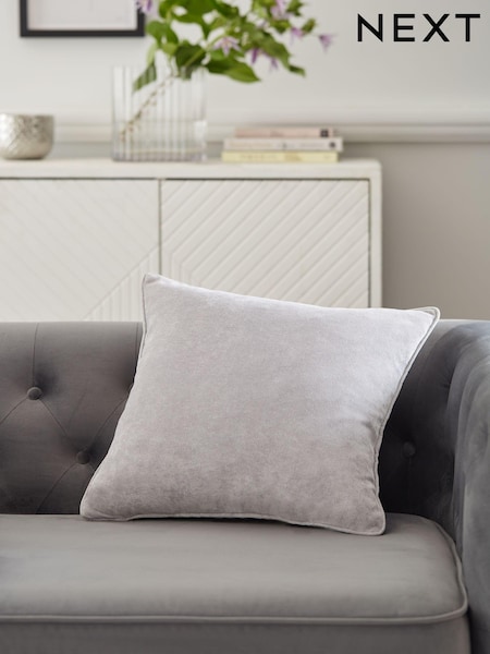 Silver Grey Soft Velour Cushion (790043) | £8