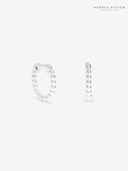 925 Sterling Silver - Simply Silver Bubble Huggie Hoop Earrings