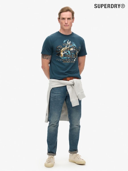 Superdry Blue Bottle 100% Cotton Tokyo Graphic T-Shirt (790225) | £30
