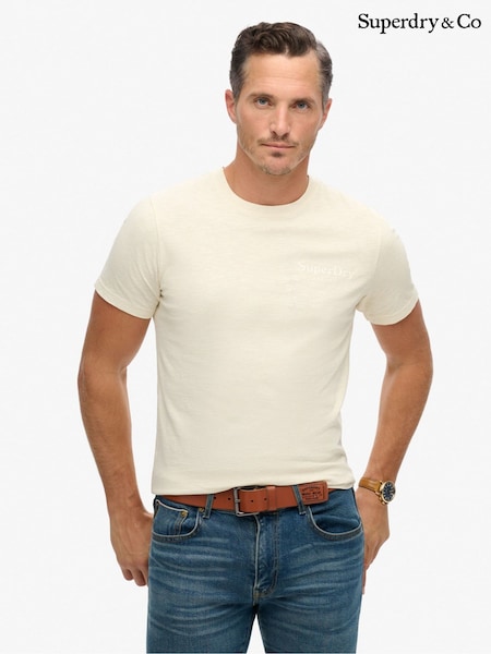 Superdry Rice White 100% Cotton Tonal Venue Logo T-Shirt (790278) | £30