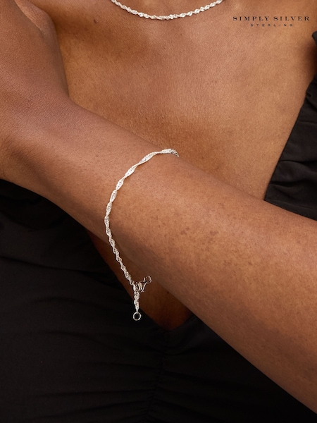 925 Sterling Silver - Simply Silver Twist Chain Bracelet