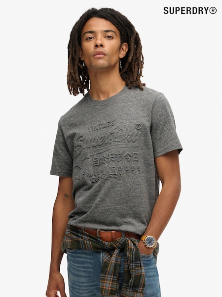 Superdry Charcoal Grit Embossed Vl Graphic T-Shirt (790770) | £30