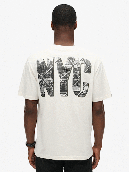 Superdry Off White Loose 100% Cotton Photographic Skate T-Shirt (790888) | £30