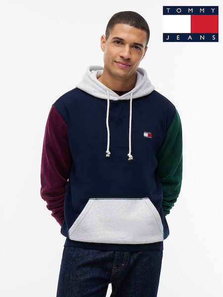 Blue - Regular Tommy Jeans Tommy Blocked Fleece Hoodie