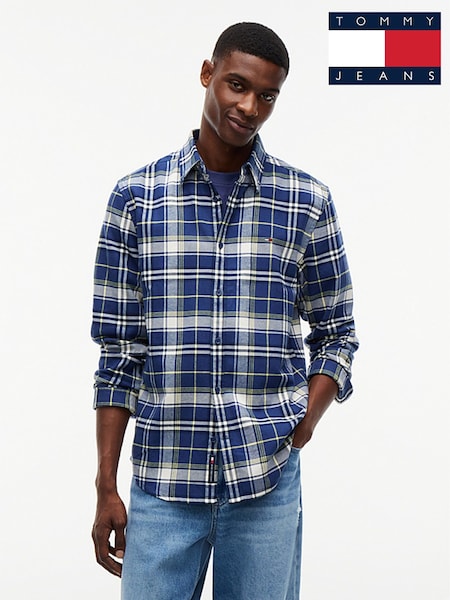 Blue - Regular Tommy Jeans Regular Fit Check Brushed Flannel Shirt