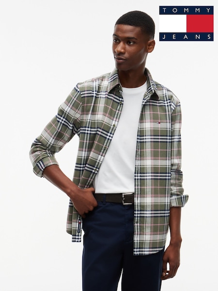 Green - Regular Tommy Jeans Regular Fit Check Brushed Flannel Shirt