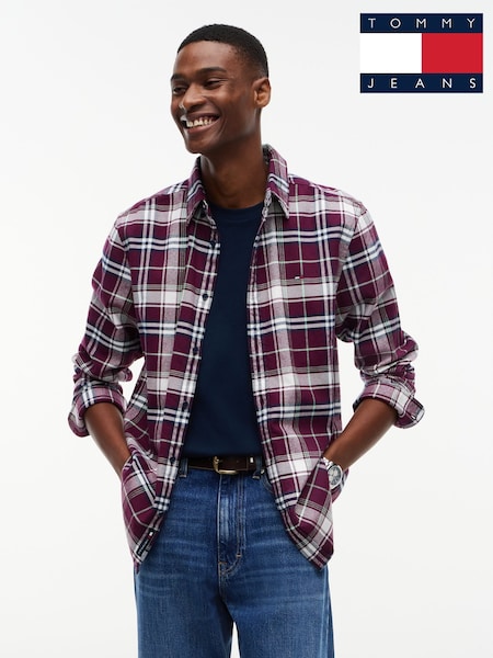 Red - Regular Tommy Jeans Regular Fit Check Brushed Flannel Shirt