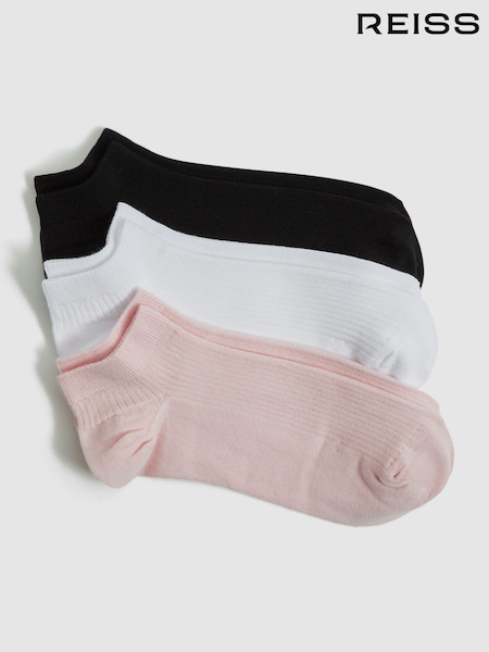 Reiss Black/Blush Callie 3 Pack of Trainer Socks (791578) | £18