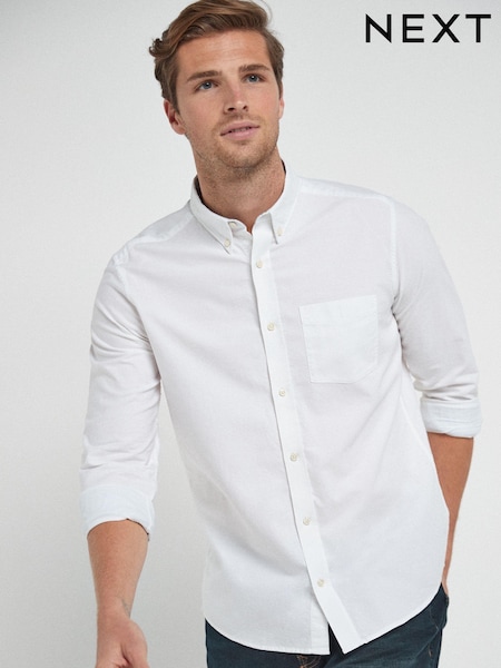 White Regular Fit Long Sleeve Oxford Shirt (792430) | £26