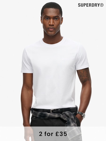 Superdry White Essential Logo Embroidery T-Shirt (792602) | £20