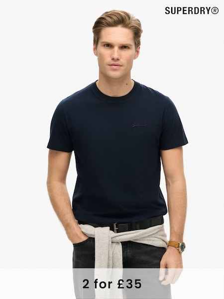 Superdry Eclipse Navy Blue Essential Logo Embroidery T-Shirt (792708) | £20