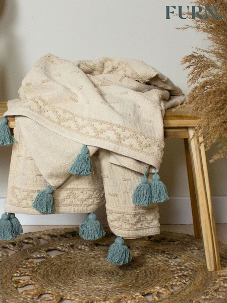 furn. Green Boho Throw (793078) | £32