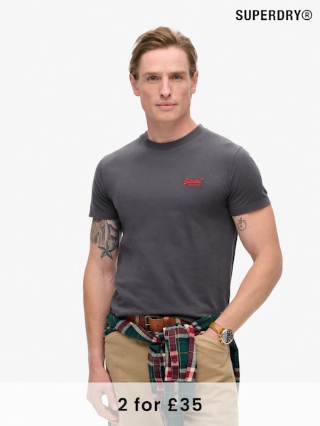 Superdry Graphite Black Red Essential Logo Embroidery T-Shirt (793376) | £20