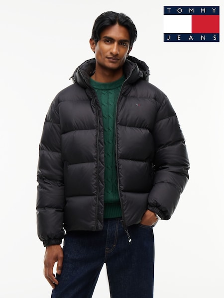 Black - Regular Tommy Jeans Relaxed Down Hooded Puffer Jacket