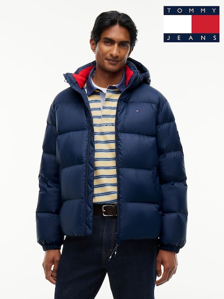 Blue - Regular Tommy Jeans Relaxed Down Hooded Puffer Jacket