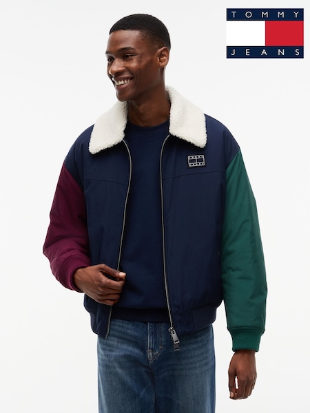 Blue - Regular Tommy Jeans Teddy Collar Relaxed Aviator Jacket