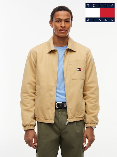 Brown - Regular Tommy Jeans Peached Twill Harrington Jacket