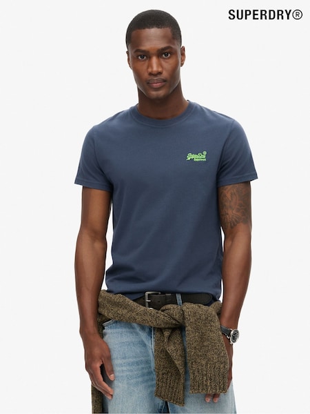 Superdry Navy Lime Essential Logo Embroidery T-Shirt (794430) | £20