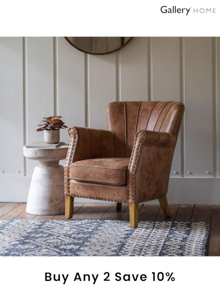 Gallery Home Brown Hickman Leather Armchair (795317) | £710