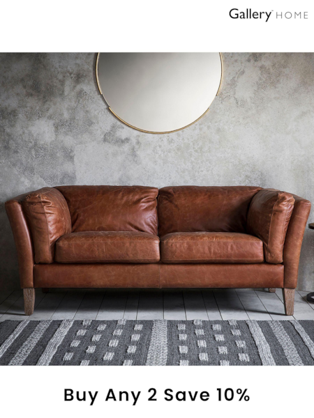 Gallery Home Brown Vintage Leather Ebury 2 Seater Sofa (795489) | £1,576